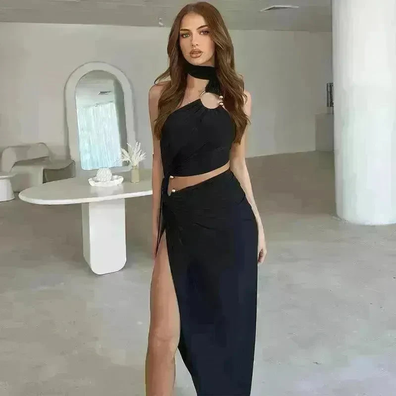 Fashion Backless Hollow-out Tube Top Split Sexy Party Dress - EX-STOCK CANADA