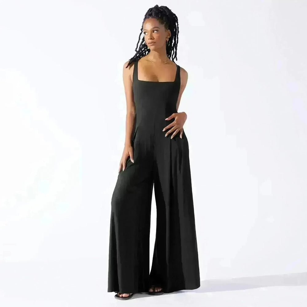 Fashion Casual Knitted Sling Wide-leg Jumpsuit - EX-STOCK CANADA