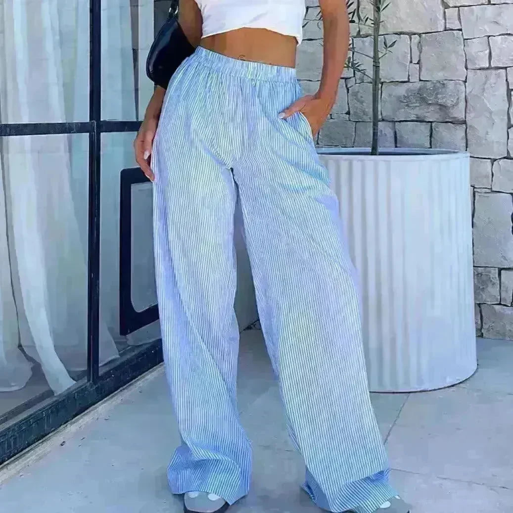 Fashion Casual Striped Trousers Summer Wide Leg Pants Men - EX-STOCK CANADA