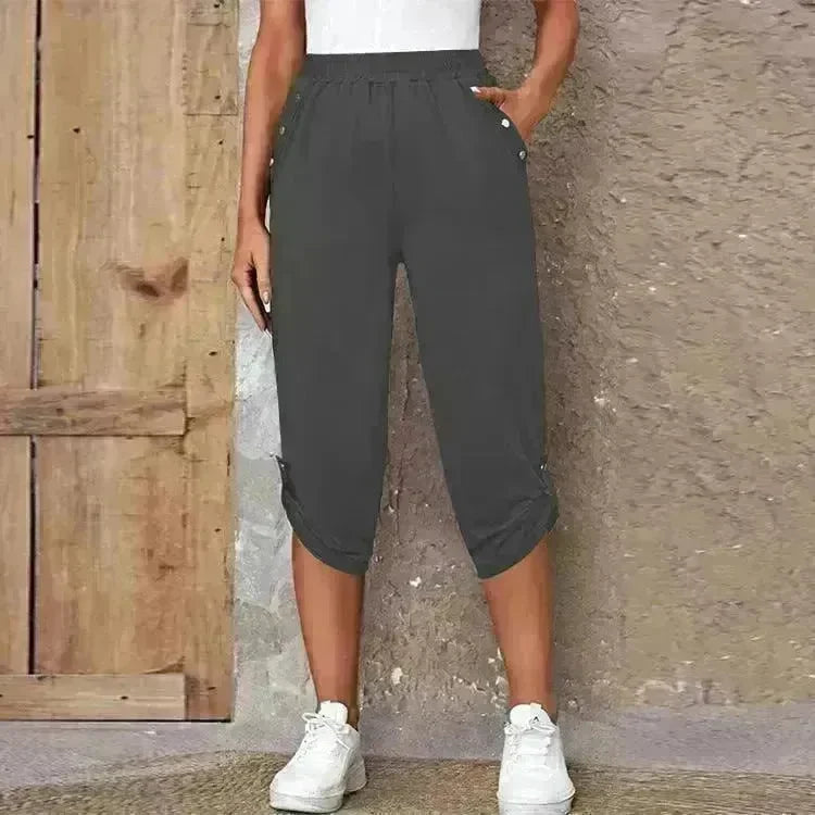 Fashion Cropped Trousers With An Elasticated Waist Women - EX-STOCK CANADA