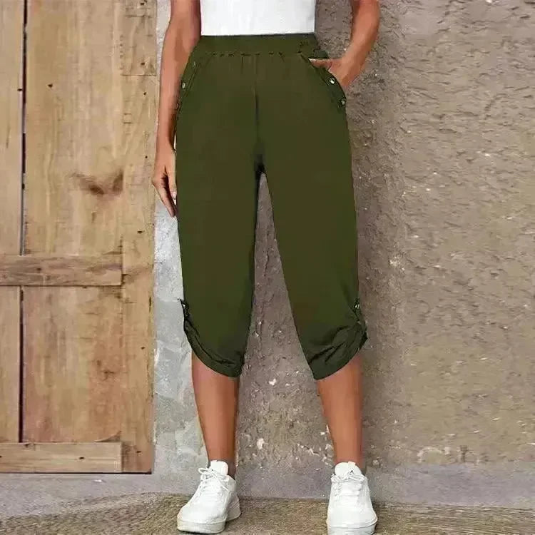 Fashion Cropped Trousers With An Elasticated Waist Women - EX-STOCK CANADA