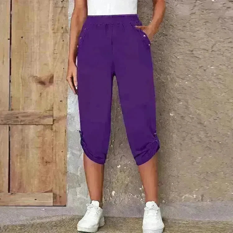 Fashion Cropped Trousers With An Elasticated Waist Women - EX-STOCK CANADA