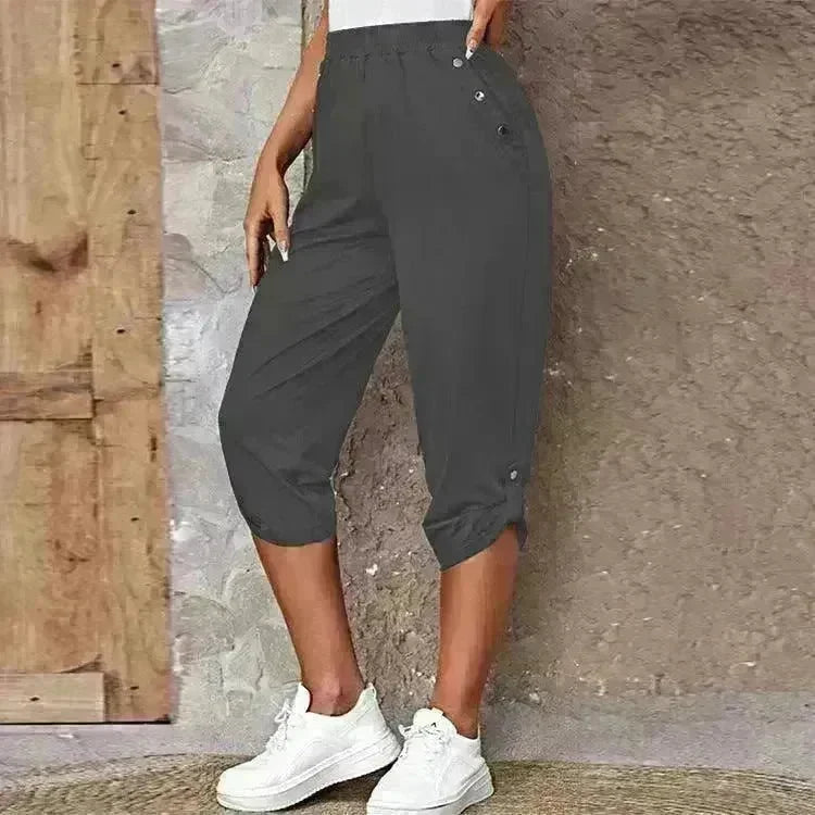 Fashion Cropped Trousers With An Elasticated Waist Women - EX-STOCK CANADA
