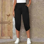 Fashion Cropped Trousers With An Elasticated Waist Women - EX-STOCK CANADA