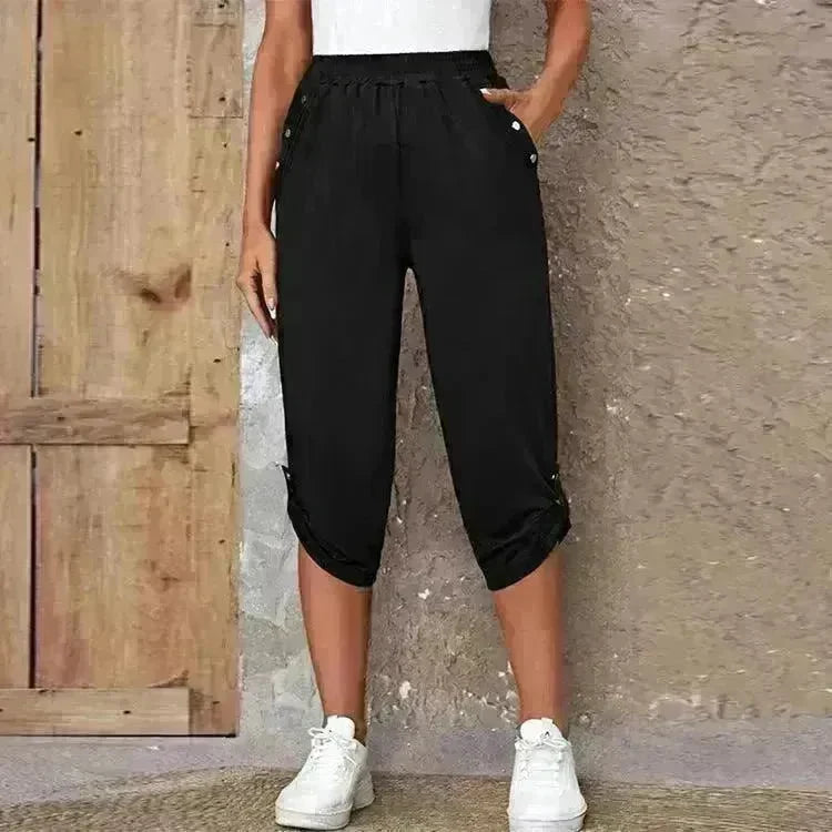 Fashion Cropped Trousers With An Elasticated Waist Women - EX-STOCK CANADA