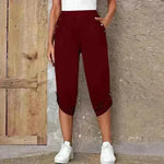 Fashion Cropped Trousers With An Elasticated Waist Women - EX-STOCK CANADA