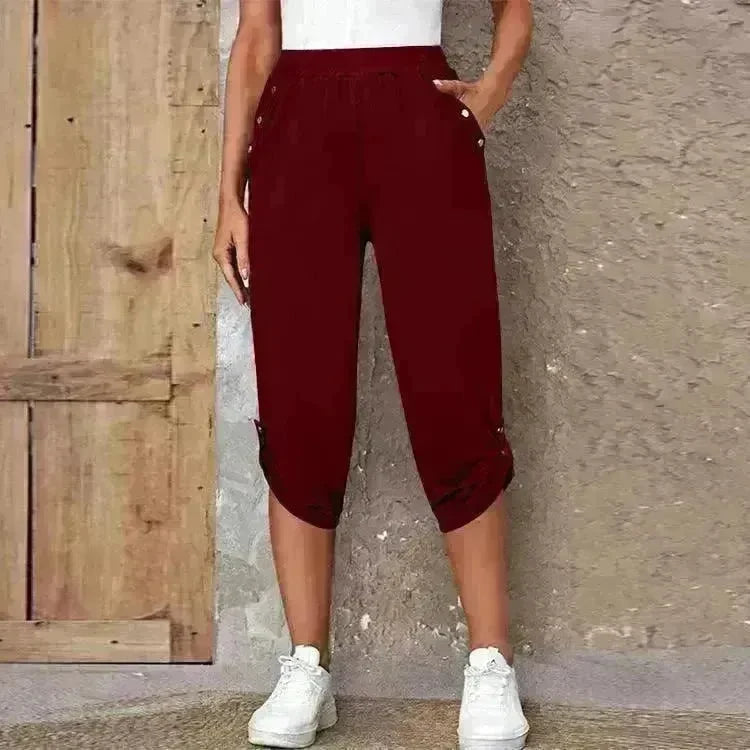 Fashion Cropped Trousers With An Elasticated Waist Women - EX-STOCK CANADA