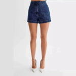 Fashion Denim Suit Summer Casual Sleeveless Button Vest Top And High Waist Shorts Set For Women - EX-STOCK Canada