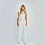Fashion Elegant Long Sleeveless Jumpsuit Summer V-neck Casual Wide Leg Long Overalls Clothing For Women - EX-STOCK CANADA