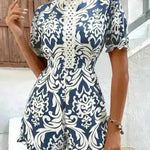 Fashion Fig Random Baroque Printed Guplay Lace Jumpsuit - EX-STOCK CANADA