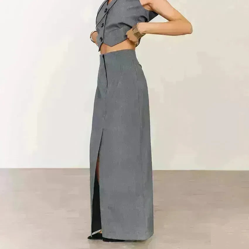 Fashion Gray Skirt Suit For Women - EX-STOCK CANADA