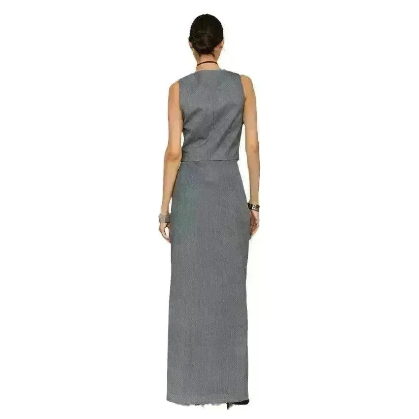 Fashion Gray Skirt Suit For Women - EX-STOCK CANADA
