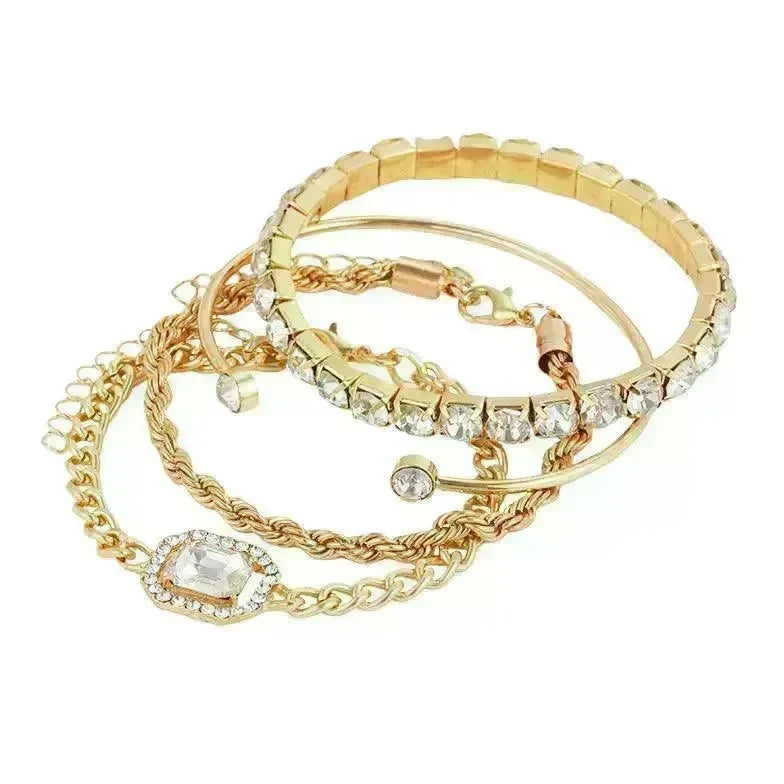 Fashion Jewelry 4 Pcs Crystal Bracelet Set Bohemian Design For Women Vintage Luxury Twisted Cuff Chains Armband Jewelry Accessories - EX-STOCK CANADA