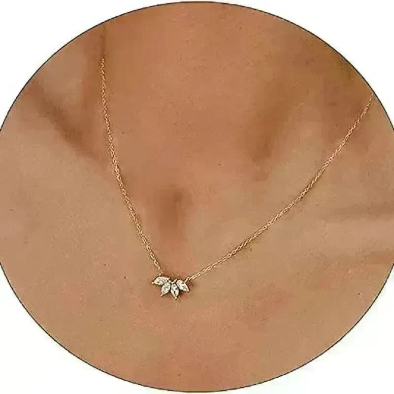 Fashion Jewelry Minimalist Shining Flower Petal Necklace For Women Girls Lotus Flower Pendant Necklace Female Party Anniversary Jewelry Gift - EX-STOCK CANADA