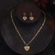 Fashion Jewelry Personality Copper Plated Real Gold Heart-shaped Zircon Pendant Necklace And Earrings Suite - EX-STOCK Canada