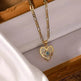 Fashion Jewelry Personality Copper Plated Real Gold Heart-shaped Zircon Pendant Necklace And Earrings Suite - EX-STOCK Canada