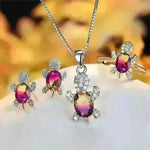 Fashion Oval Zircon Pendant Turtle Shape Necklaces With Rainbow Stone Multicolor Animal Necklace Jewelry For Woman And Children - EX-STOCK CANADA