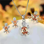 Fashion Oval Zircon Pendant Turtle Shape Necklaces With Rainbow Stone Multicolor Animal Necklace Jewelry For Woman And Children - EX-STOCK CANADA