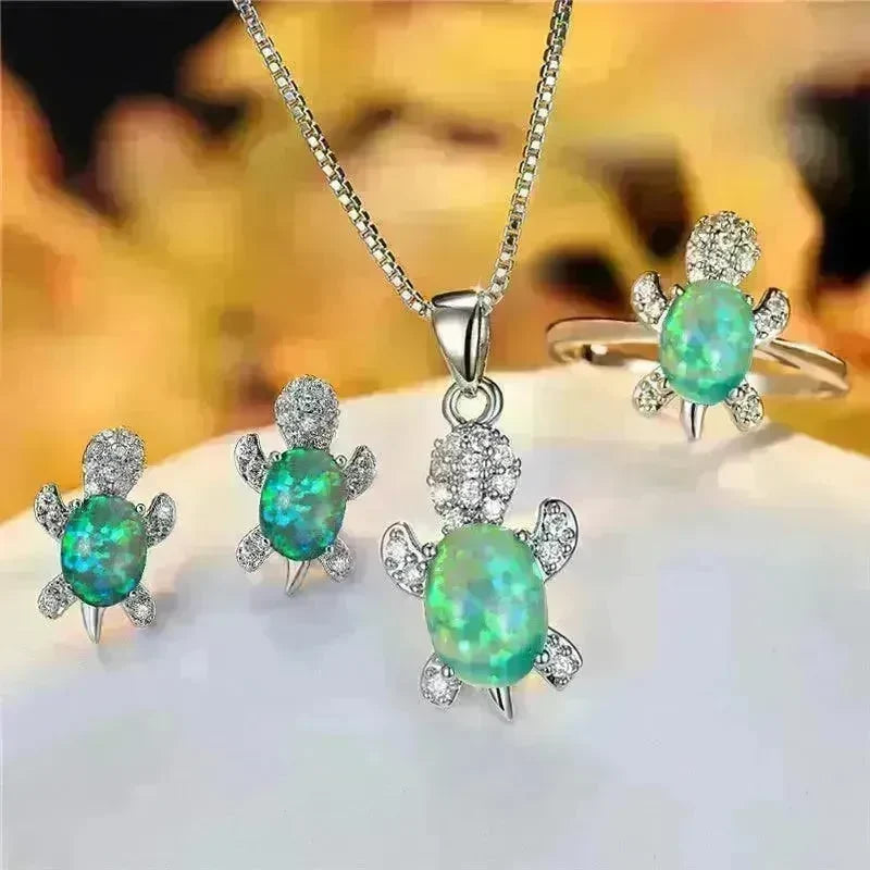 Fashion Oval Zircon Pendant Turtle Shape Necklaces With Rainbow Stone Multicolor Animal Necklace Jewelry For Woman And Children - EX-STOCK CANADA
