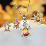 Fashion Oval Zircon Pendant Turtle Shape Necklaces With Rainbow Stone Multicolor Animal Necklace Jewelry For Woman And Children - EX-STOCK CANADA