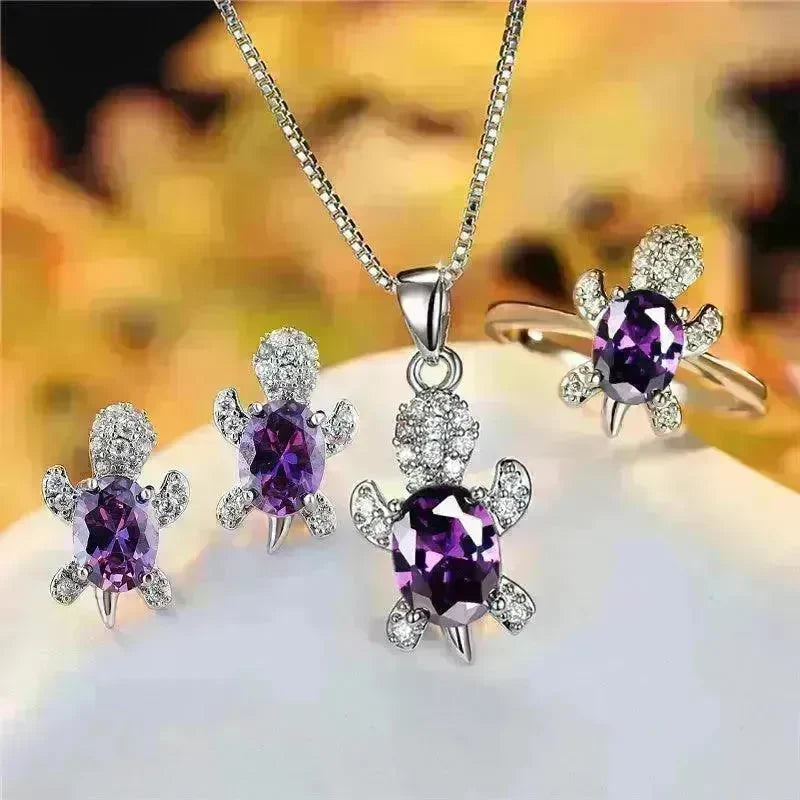 Fashion Oval Zircon Pendant Turtle Shape Necklaces With Rainbow Stone Multicolor Animal Necklace Jewelry For Woman And Children - EX-STOCK CANADA