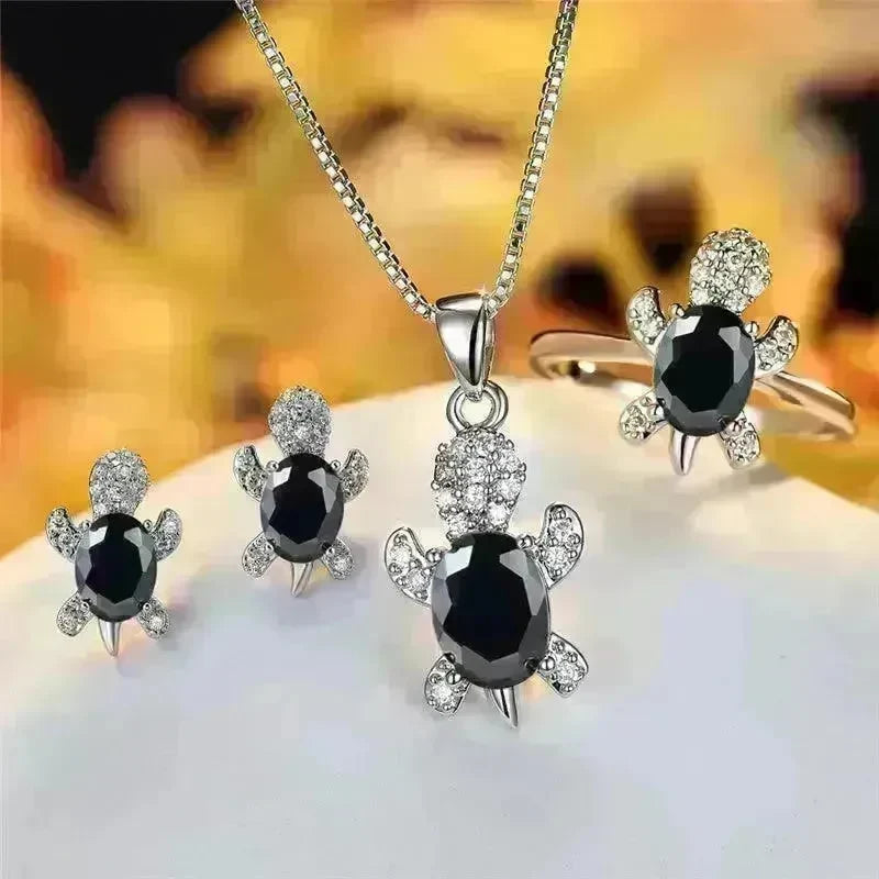 Fashion Oval Zircon Pendant Turtle Shape Necklaces With Rainbow Stone Multicolor Animal Necklace Jewelry For Woman And Children - EX-STOCK CANADA