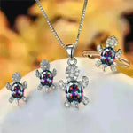 Fashion Oval Zircon Pendant Turtle Shape Necklaces With Rainbow Stone Multicolor Animal Necklace Jewelry For Woman And Children - EX-STOCK CANADA