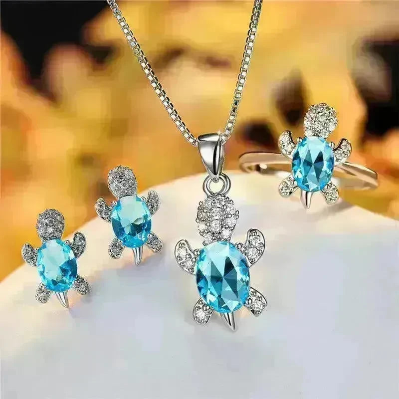 Fashion Oval Zircon Pendant Turtle Shape Necklaces With Rainbow Stone Multicolor Animal Necklace Jewelry For Woman And Children - EX-STOCK CANADA