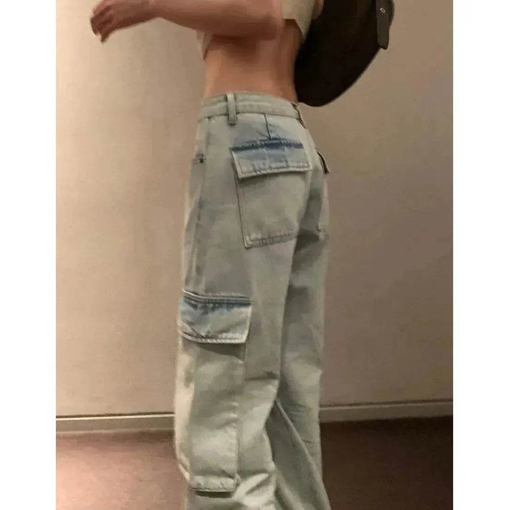 Fashion Y2K street Personality wide-leg Denim Jeans Trousers Women - EX-STOCK Canada