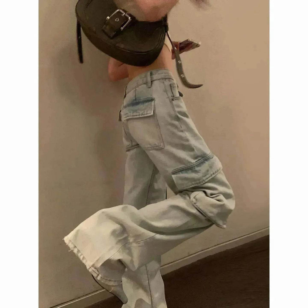 Fashion Y2K street Personality wide-leg Denim Jeans Trousers Women - EX-STOCK Canada