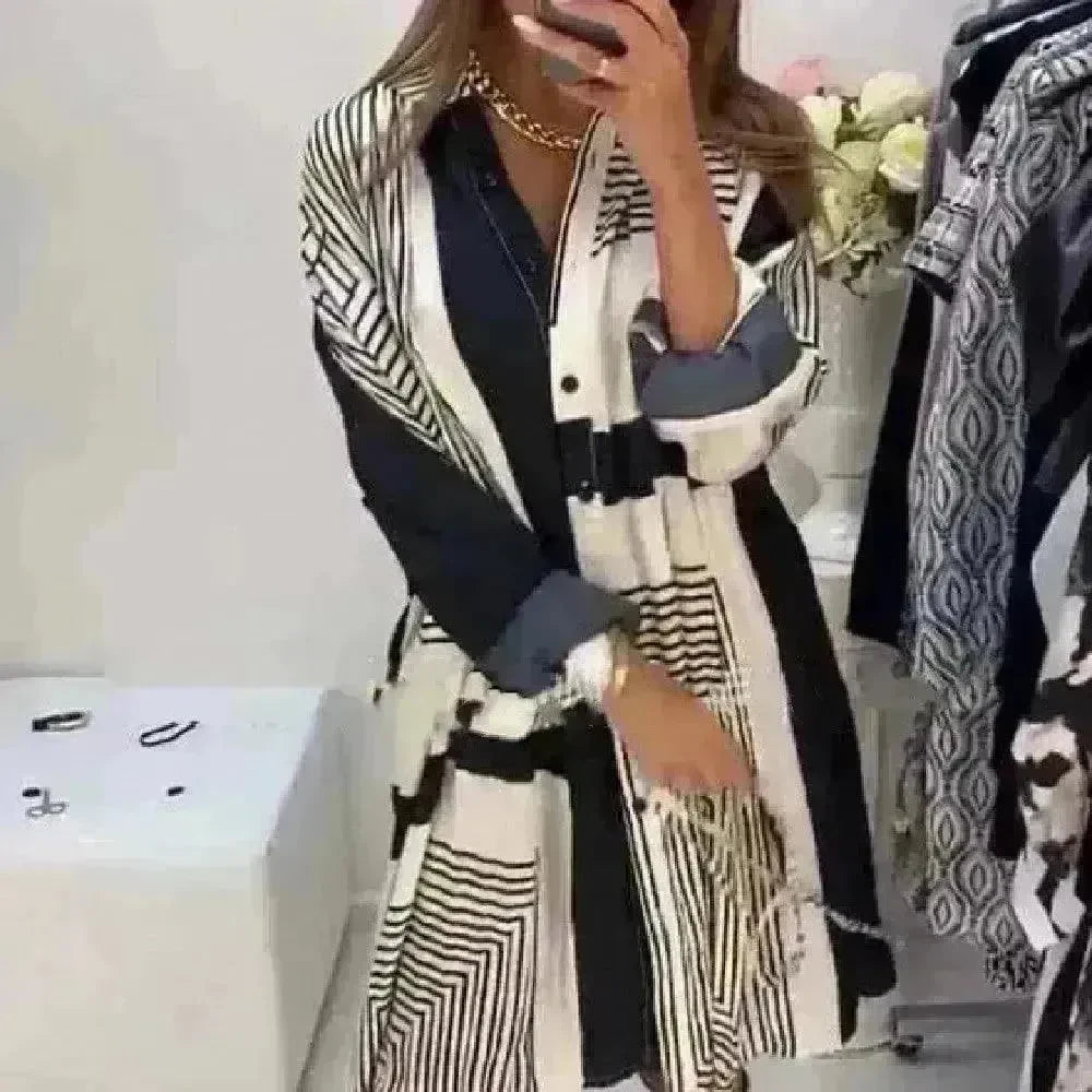 Fashion Printed Long Sleeve Loose Dress - EX-STOCK CANADA
