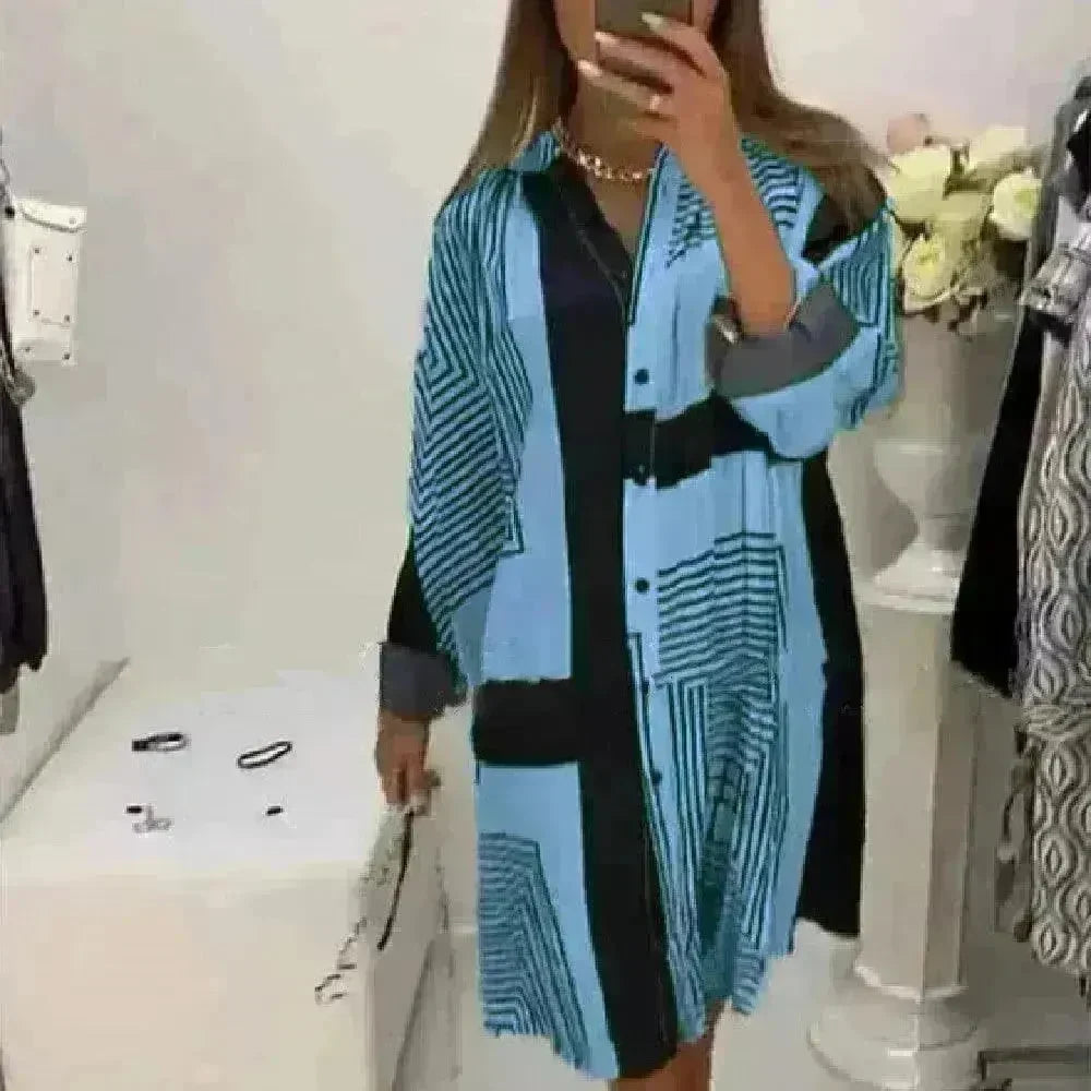 Fashion Printed Long Sleeve Loose Dress - EX-STOCK CANADA