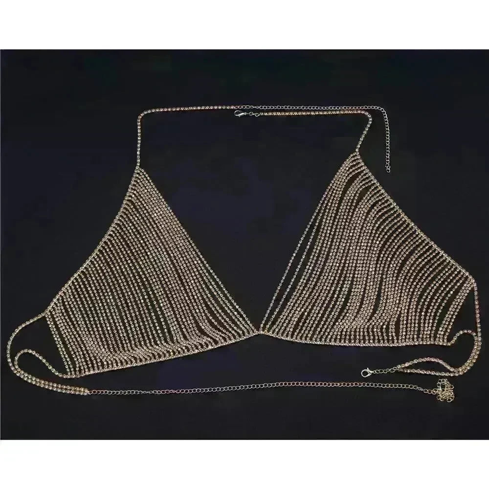 Fashion Shiny Rhinestone Body Chain Women Bikini Bra for Exotic Dance - EX-STOCK CANADA