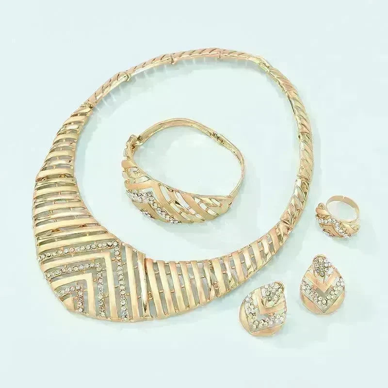 Fashion Simple Alloy First Necklace And Earrings Four-piece Set - EX-STOCK CANADA
