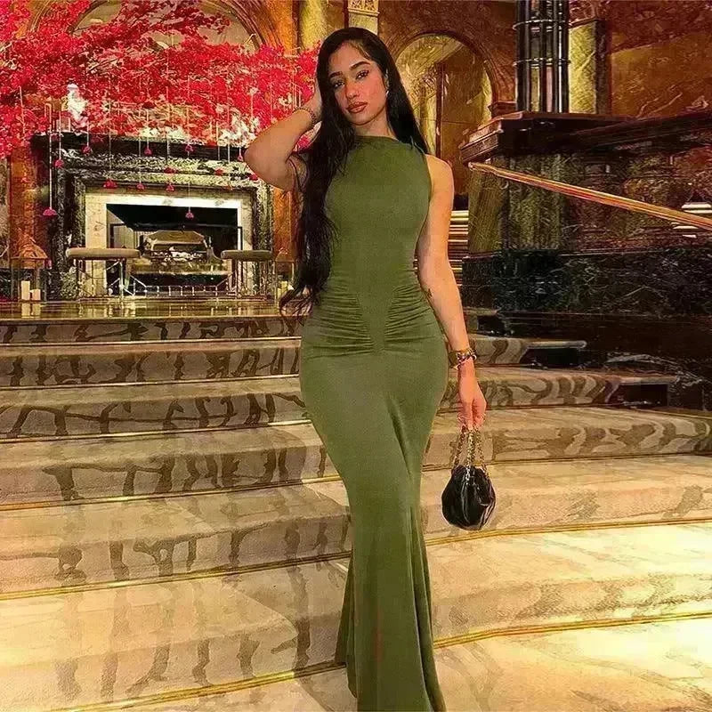 Fashion Sleeveless Dress with Pleated High Waist for Women: Slim Fit Style - EX-STOCK CANADA