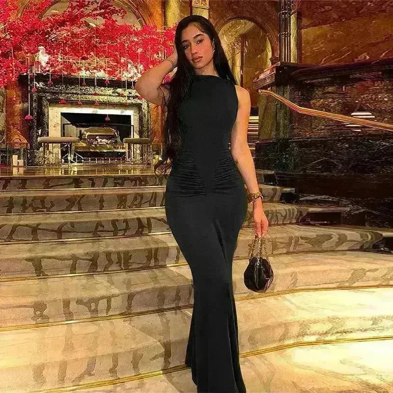 Fashion Sleeveless Dress with Pleated High Waist for Women: Slim Fit Style - EX-STOCK CANADA