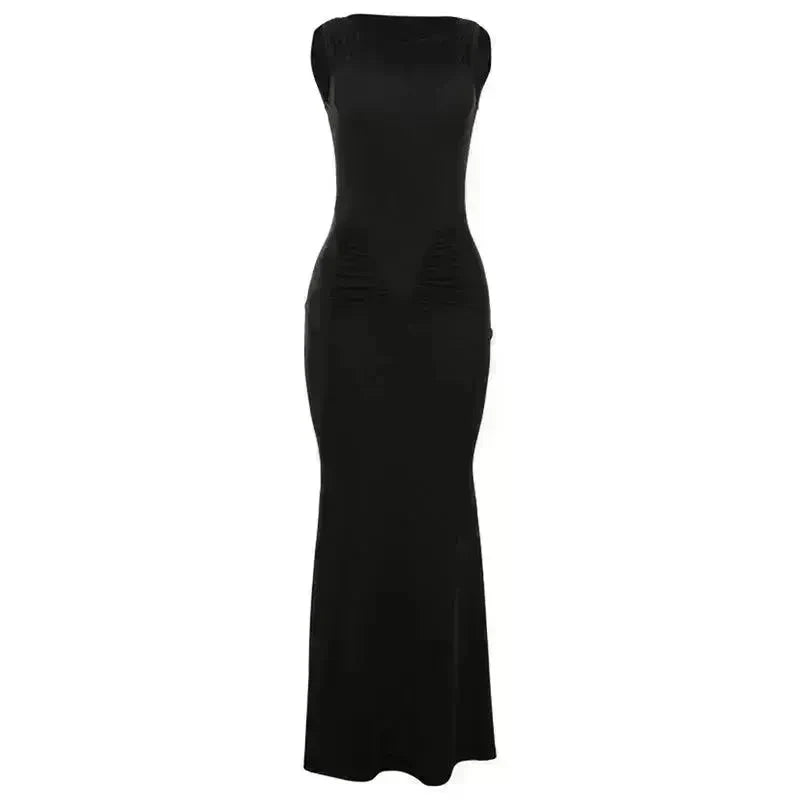Fashion Sleeveless Dress with Pleated High Waist for Women: Slim Fit Style - EX-STOCK CANADA
