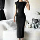 Fashion Slim-Fit Dress with High Waist, Hollow Detail, and Backless Design - EX-STOCK CANADA