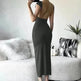Fashion Slim-Fit Dress with High Waist, Hollow Detail, and Backless Design - EX-STOCK CANADA
