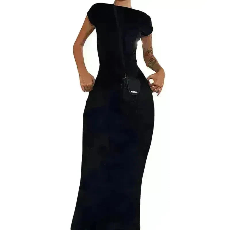 Fashion Slim-Fit Dress with High Waist, Hollow Detail, and Backless Design - EX-STOCK CANADA