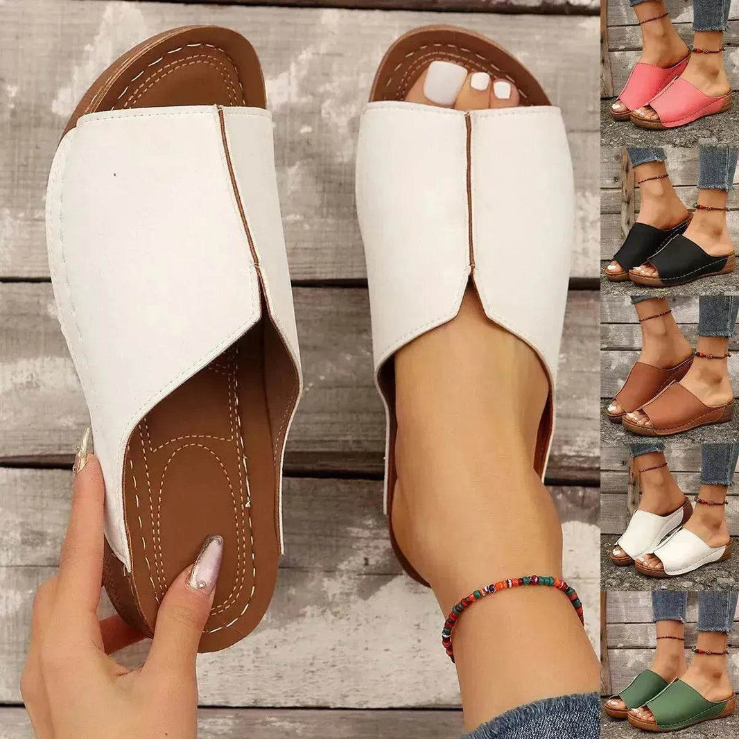 Fashion Solid Wedges Sandals Summer Casual Peep-toe Slippers Outdoor Thick Sole Heightening Slides Shoes Women - EX-STOCK Canada