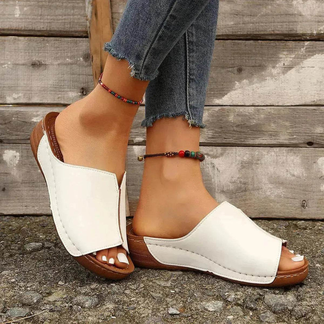 Fashion Solid Wedges Sandals Summer Casual Peep-toe Slippers Outdoor Thick Sole Heightening Slides Shoes Women - EX-STOCK Canada