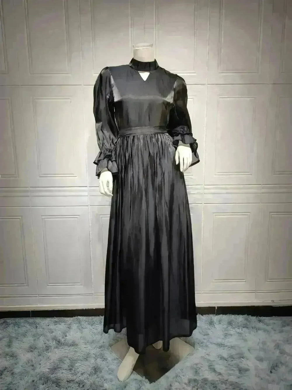 Fashionable Arab Women's Bright Silk Satin Dress - EX-STOCK CANADA