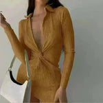 Fashionable Sexy New L-neck Twisted Sexy Tight-fitting Dress - EX-STOCK CANADA