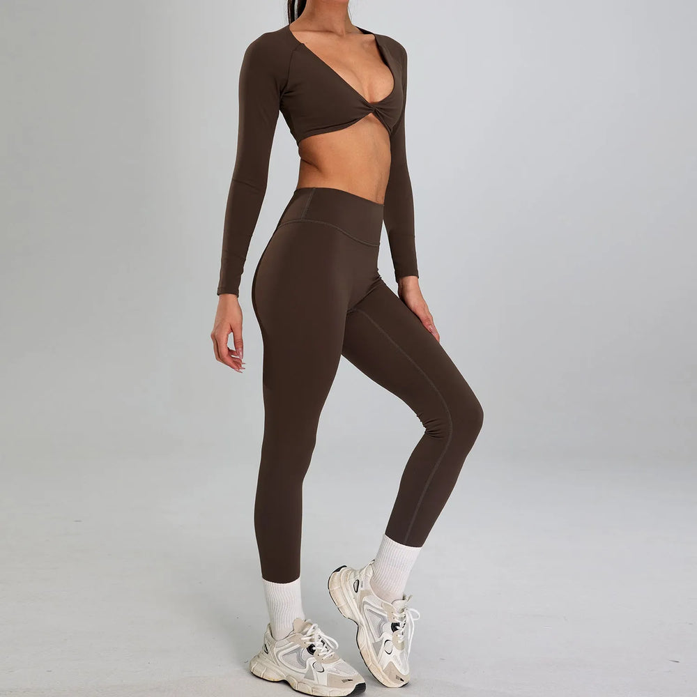 European And American High-intensity Sports Suit Outdoor Running Nude Feel Workout Clothes Slimming High Waist - EX-STOCK CANADA