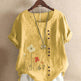 Casual Summer Beach Cotton And Linen Printed Elegant Short Sleeve blouse Top Women - EX-STOCK Canada