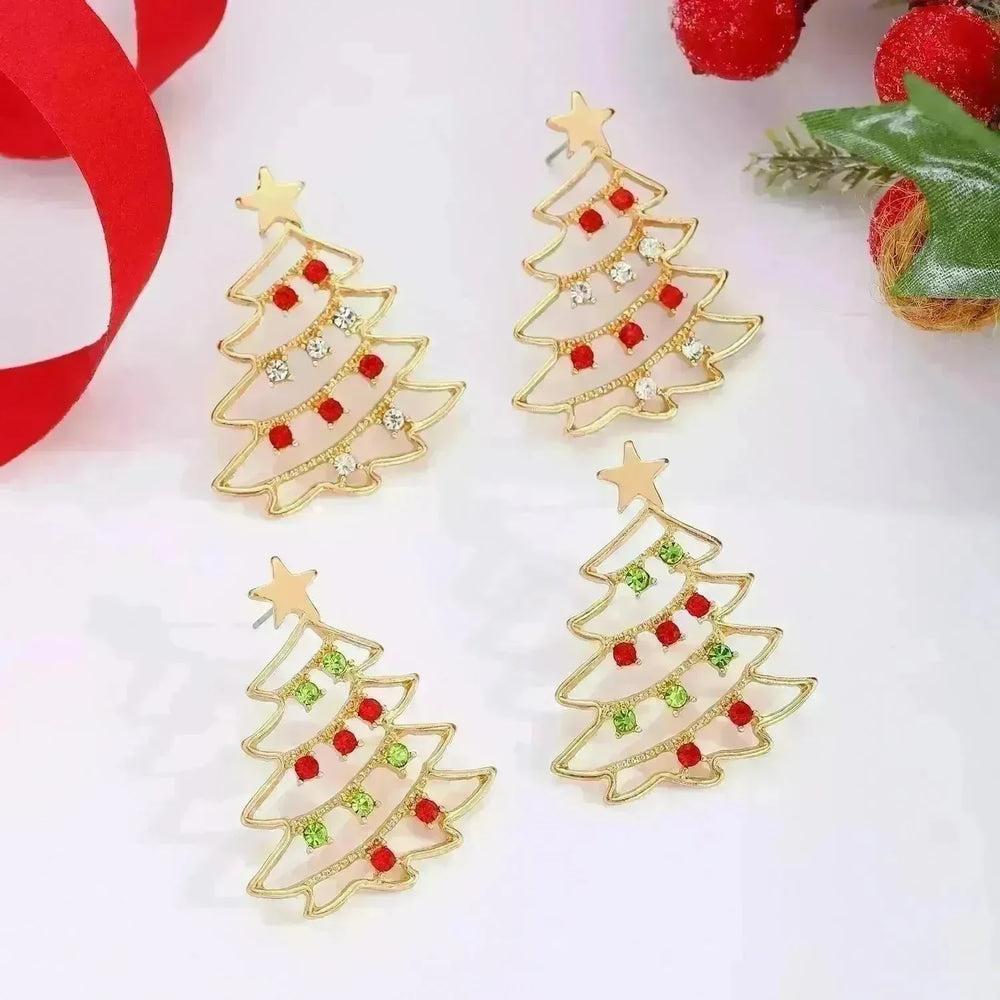 Christmas Earrings With Christmas Tree Colorful Zircon Christmas Tree Earrings  For Women Personality Earrings Party Jewelry Christmas Gift - EX-STOCK CANADA