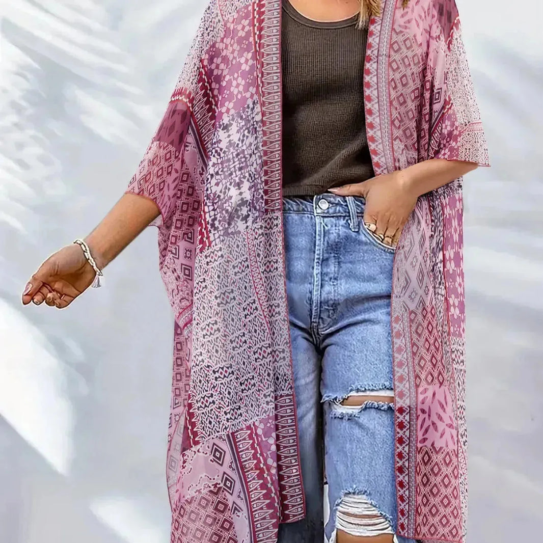 Spring Summer Printed Sun Protection Beach Kimono Cardigan Blouse top Women - EX-STOCK CANADA