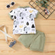 Boy's Little Dinosaur Lapel Cotton Short Sleeve Top Short Pants Suit Two piece for boys. - EX-STOCK Canada