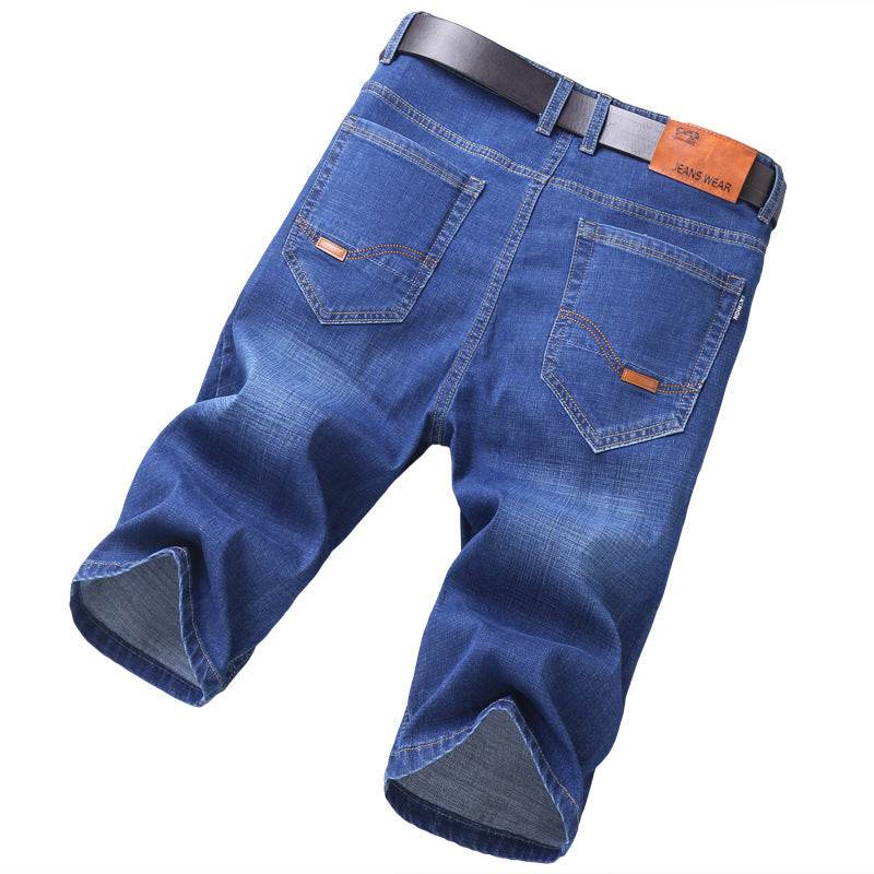 Jeans Shorts Men Elastic Straight Denim Mid Waist Loose Shorts - EX-STOCK Canada